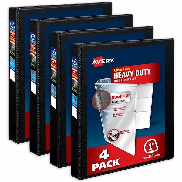 Avery Binders, Heavy-Duty View 3 Ring, 1 in, PK4 79868 - main