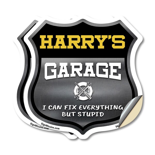 Signmission Harry's Garage I Can Fix Everything But Stupid, 18 inch X 18 inch, Vinyl Decal, 2PK SHI-D-2PACK-18-490-HARRY - main