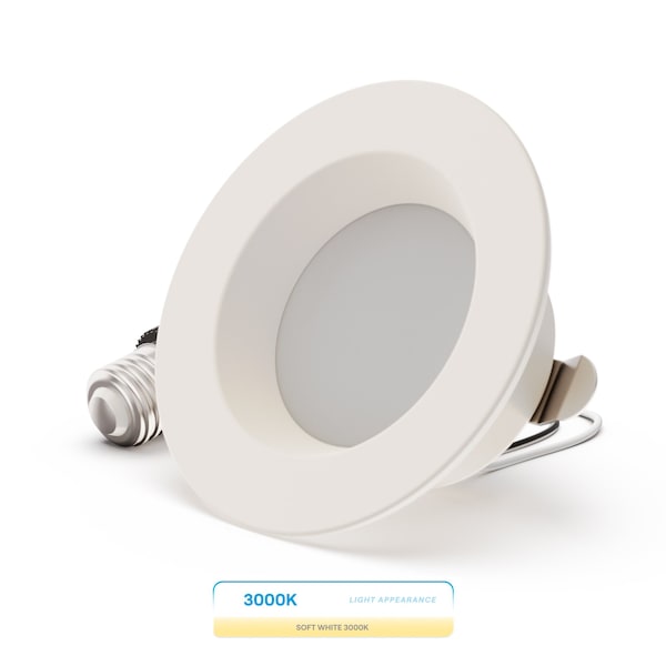 Infibrite 4 In. Retrofit 3000K Warm White LED Recessed Light Kit 9W 750LM, Dimmable, Wet Rated IB-005-3-9W-WH - main