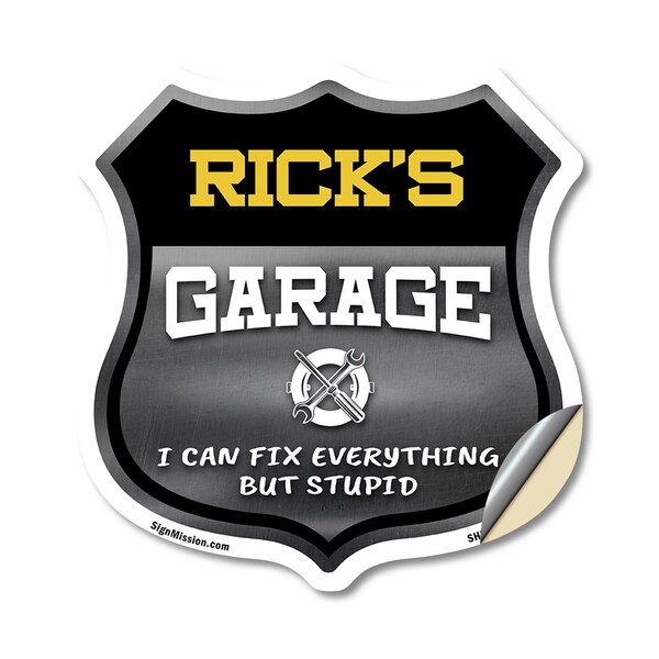 Signmission Rick's Garage I Can Fix Everything But Stupid, 12 Inch X 12 Inch, Vinyl Decal SHI-D-12-490-RICK - main