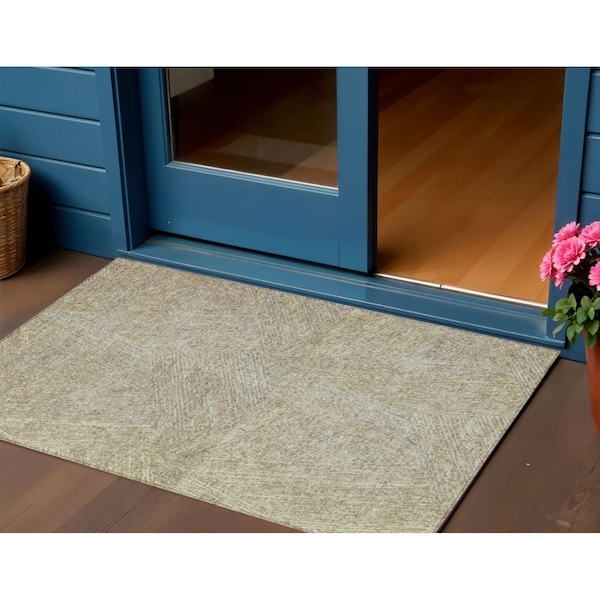 Homeroots 3' X 5' Ivory And Brown Abstract Washable Indoor Outdoor Area Rug 597046 - main