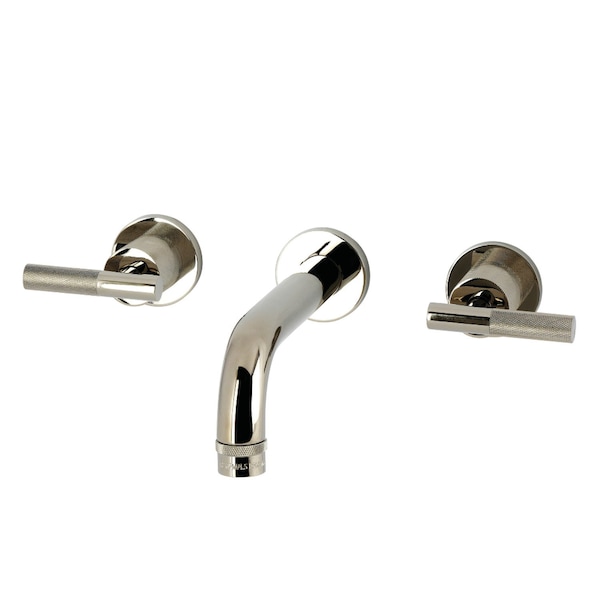 Kingston Brass Double-Handle Wall Mount Bathroom Faucet with Knurled Handle, Polished Nickel KS8126KNL - main