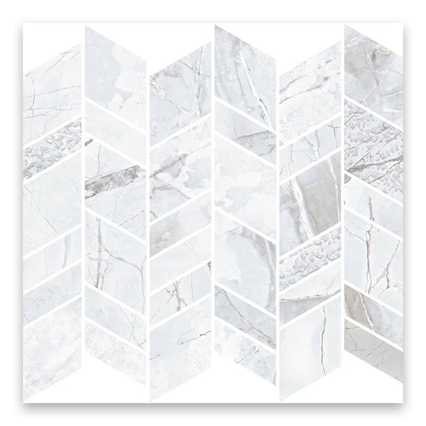 Apollo Tile 10x12 in. Matte Dove-Gray, White Porcelain Chevron Wall and Floor Tile 9.88 sq ft/case, 11PK COS88WHTMOSA - main