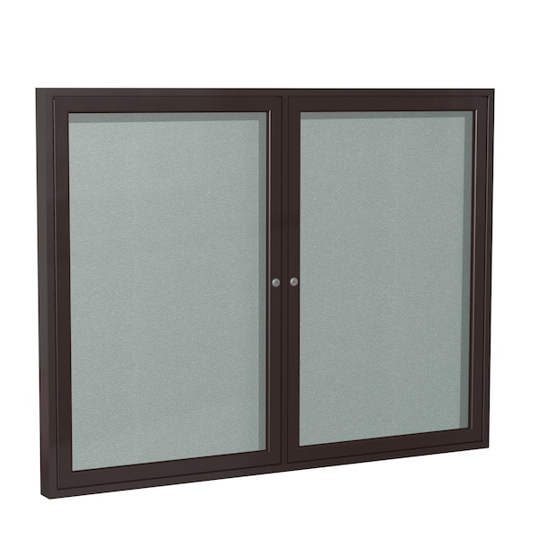 Ghent Indoor/Outdoor Enclosed Vinyl Bulletin Board, Bronze Aluminum Frame, 3'H x 4'W, 2 Door, Silver PB23648VX-193 - main