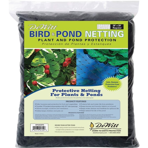 Dewitt 3/4'' Mesh 28 Ft. x 28 Ft. Black Multi-Purpose Bird & Pond Netting BPN2828 - main