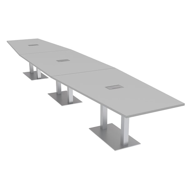 Skutchi Designs Hexagon Conference Table With Power Unit, 48 in W, 192 in L, Grey HAR-HEX.IR-48X192-DOU-U779-ESIL - main
