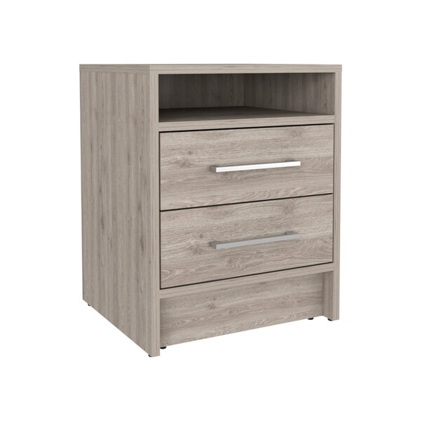 Homeroots 20" Gray Wood Two Drawer Nightstand 543662 - main