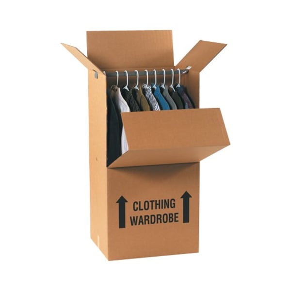 Zoro Select 24 in x 20 in x 46 in Wardrobe Box, Kraft, Corrugate, Double Wall, 48 ECT 242046WARD - main