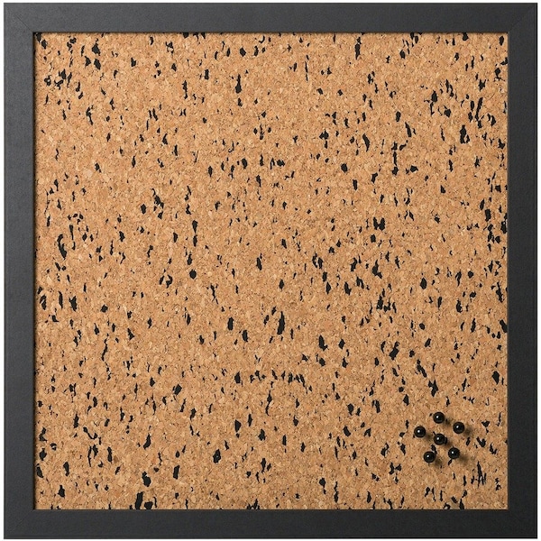 Mastervision Black Speckled Cork Bulletin Board, Black MDF Frame, 18" X 18" SF2414121616 - main