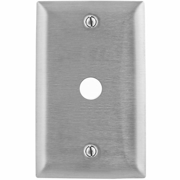 Hubbell Wiring Device-Kellems Wallplates and Boxes, Metallic Plates, 1- Gang, 1) .64" Opening, Standard Size, Stainless Steel SS11 - main