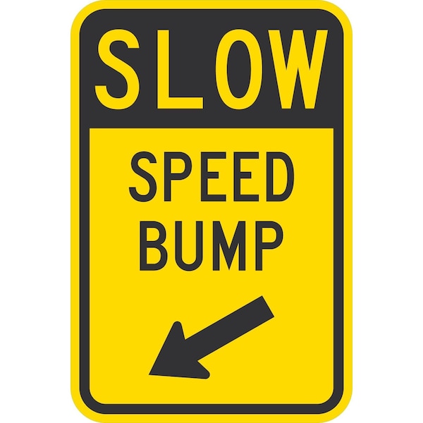 Lyle Speed Bump with Diagonally Left Arrow, 12x18, High Intensity Prismatic, Yellow G-4200-HI_12x18 - main