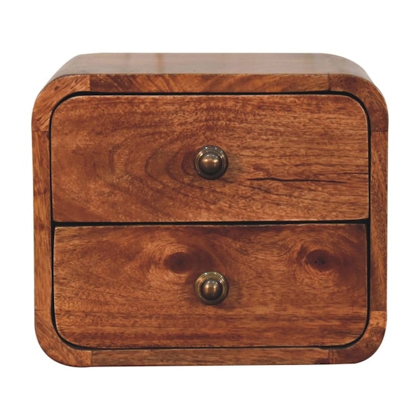 Homeroots 10" Brown Solid Wood Square Two Drawer Nightstand 651849 - main