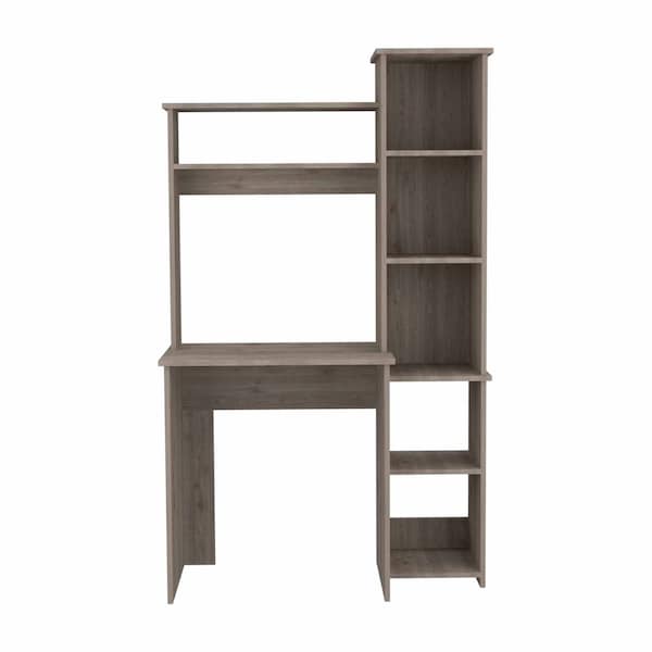 Homeroots 39" Light Gray Wood Writing Desk and Bookshelf Set 535145 - main