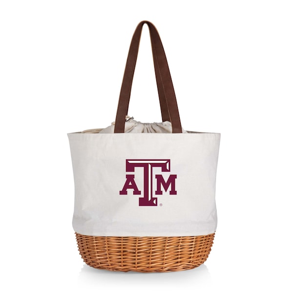Picnic Time Family Of Brands NCAA Texas A&M Aggies Coronado Canvas and Willow Basket Tote - Picnic Bag 203-00-187-564-0 - main