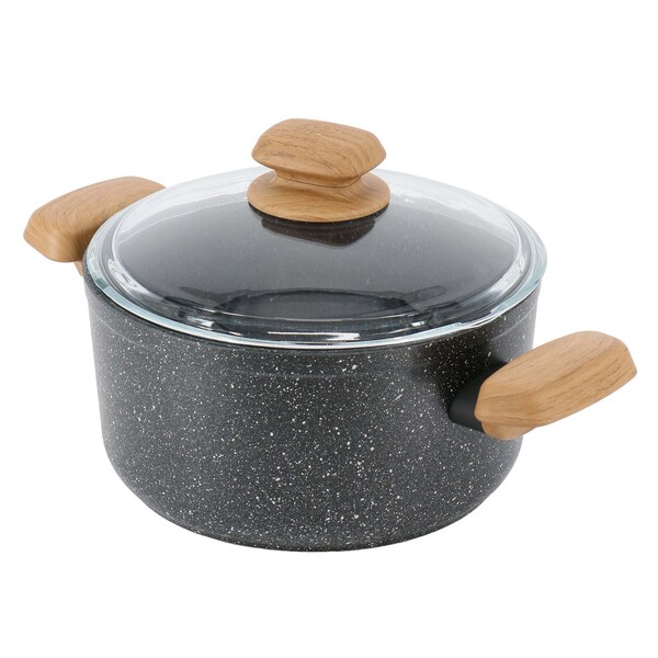 Korkmaz Montana 2 Piece 3 Liter Aluminum Nonstick Casserole Dish with Lid and Faux Wood Handles A1241 - main