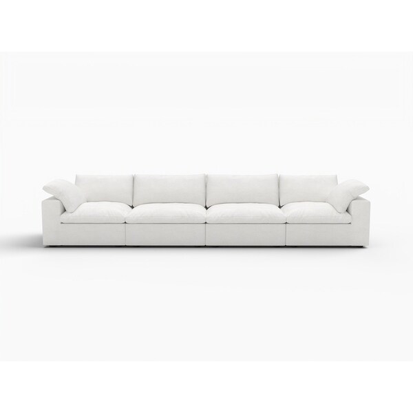 Homeroots 160" White Linen Blend Modular Sofa 714565 - main