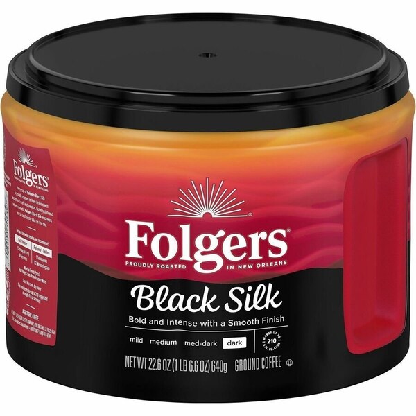 Folgers Ground Black Silk Coffee, Black Coffee, Dark, 22.6 oz Per Canister, Ground 30439 - main