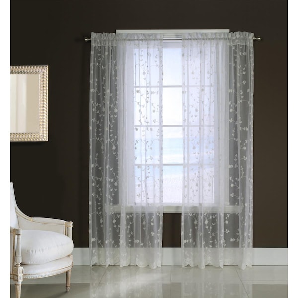Habitat 52 x 95 in. Grandeur Pole Top Curtain Panel Window Dressing, White 71364-105-52-95-001 - main