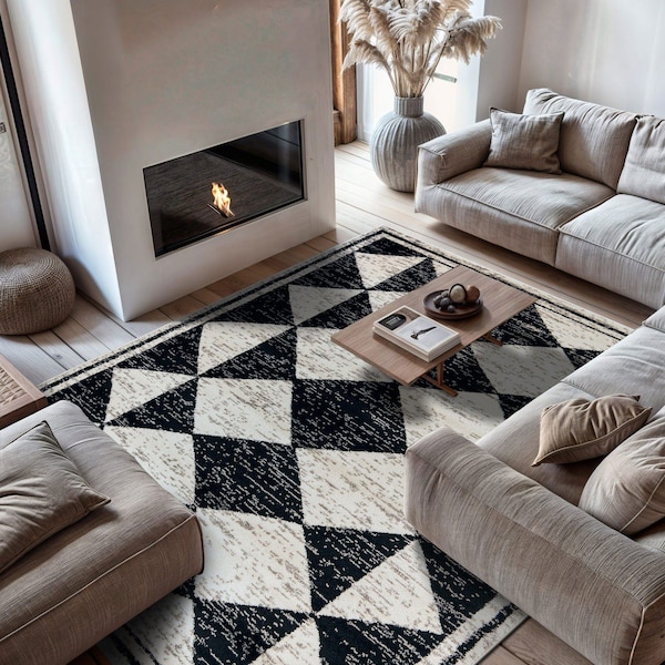 World Rug Gallery Geometric Bohemian Area Rug 7 ft 10 in x 10 ft Black WR99BLACK8X10 - main