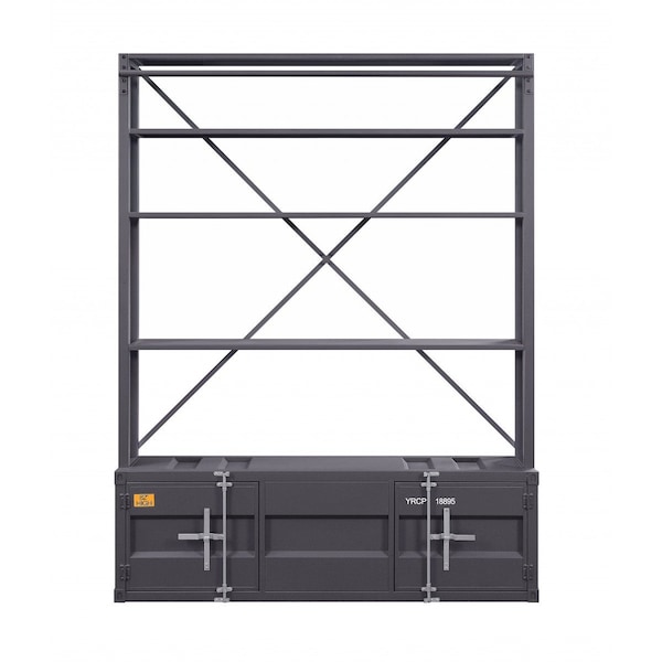 Homeroots Gunmetal Three Tier Bookcase 486287 - main