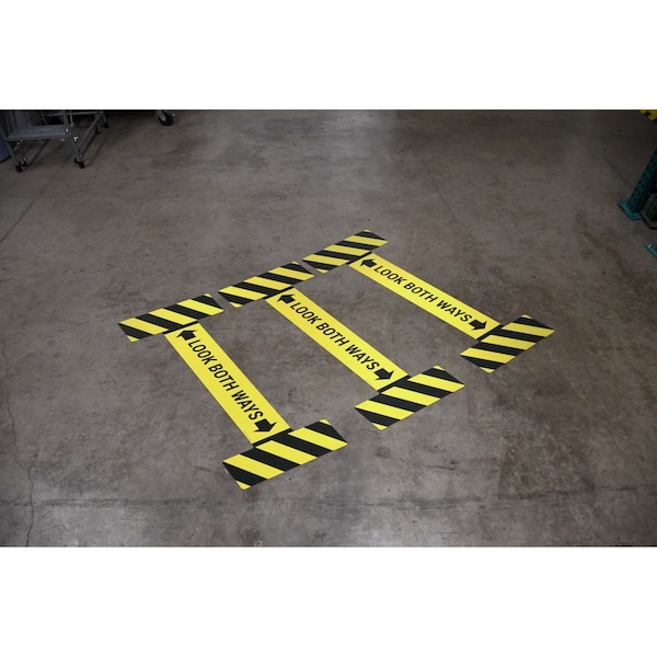 Creative Safety Supply Floor Sign Crosswalk Kit - Look Both Ways with Arrows/Hazard Lines, 36in x 14in FS40099-36 - main