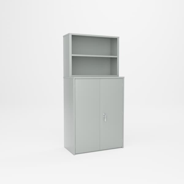 Pucel Two Section Book Shelf Cabinet, 36 in W x 75 in H x 19 in D, Light Blue BSC-3675 - main