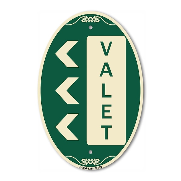 Signmission Valet Left Arrow, 12 Inch X 18 Inch Architectural Oval, Heavy Gauge Aluminum A-OV-G-1218-22770 - main