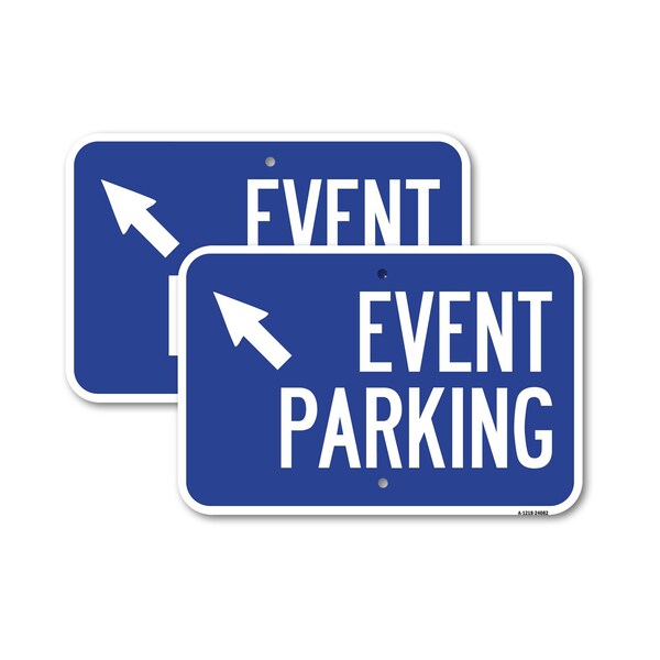 Signmission Event Parking Up Left Arrow Symbol, 12'' X 18'' 2 Signs, Heavy Gauge Aluminum, 2PK A-1218-2PACK-24082 - main