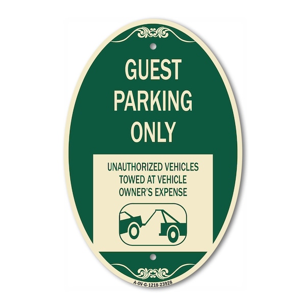 Signmission Guest Parking Only Unauthorized Vehicles Towe, 12 In X 18 In Architectural, Heavy Gauge Aluminum A-OV-G-1218-23928 - main