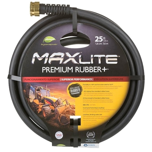 Swan 25 ft L Water Hose, Rubber Tube, Black CELSGC58025 - main