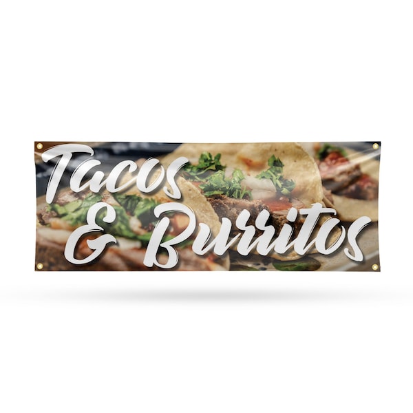 Signmission Tacos and Burritos, 18 Inch x 48 Inch, Vinyl Banner B-30877 - main