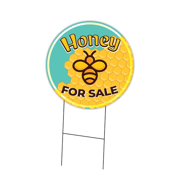 Signmission Farmers Market Honey Double Sided Corrugated Plastic Circle Yard, C-16-CIR-DS-WS- Honey for Sale C-16-CIR-DS-WS- Honey for Sale - main