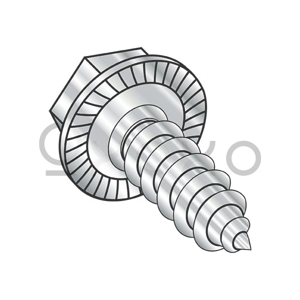 Oxoxo 10-16X1/2 Unslot Indent Hexwasher Serrated Self Tap Screw Type A B Full Thd 18 8 Stainless, 4000PK 492086 - main