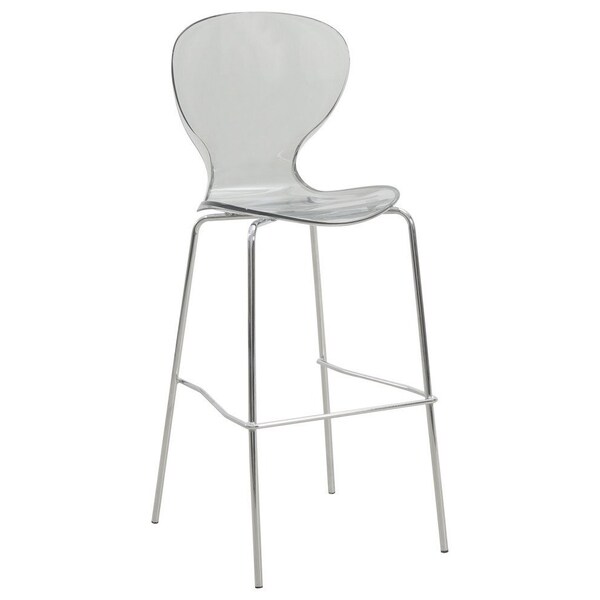 Leisuremod Oyster Acrylic Barstool with Steel Frame in Chrome Finish, Smoke OC31TBL - main