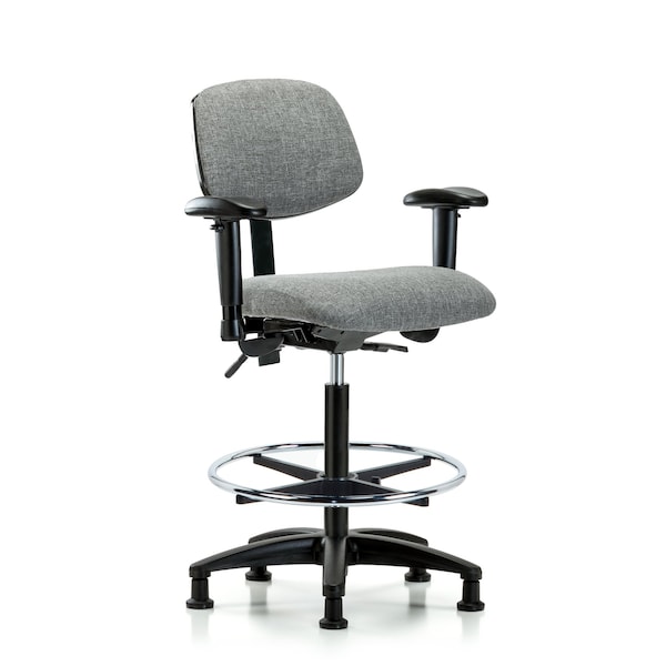 Blue Ridge Ergonomics Chair, Fab, Hi Bench, Tilt AA CF Glides, Gry, 6-Way Adjustable, 26" to 35-1/2" Height, Grey BR-FHBCH-RG-T1-A1-CF-RG-F44 - main