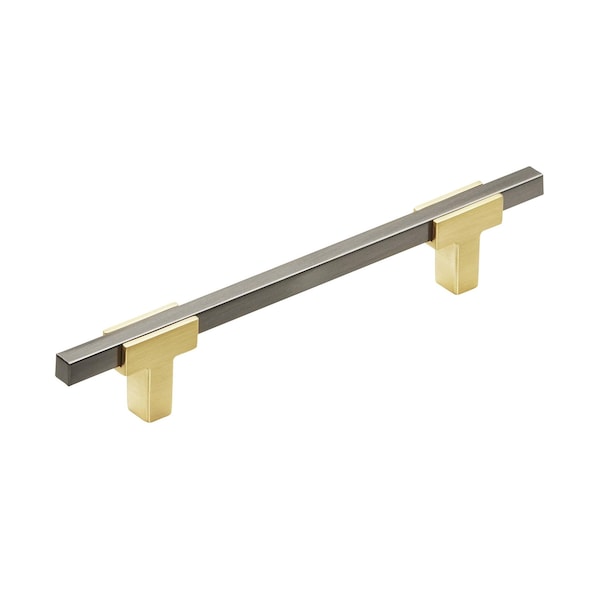 Amerock Urbanite 5-1/16 in 128 mm Center-to-Center Brushed Gold/Black Chrome Cabinet Pull BP778128BGLBCR - main