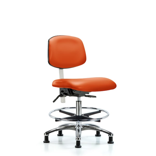 Blue Ridge Ergonomics Med Bench Chair, Vinyl, CF, Glds, Org, CL100, No Arms, 22" to 29" Height, Orange Kist BR-NCR-VMBCH-CR-T0-A0-CF-RG-8613 - main