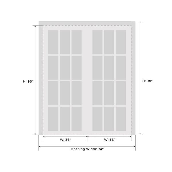 Sartodoors Double French Interior Door, 72" x 96", White QUADRO4117DD-WS-7296 - main