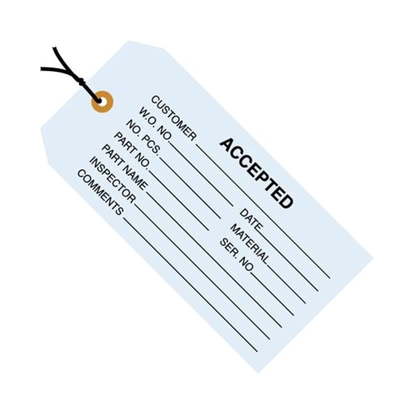 Partners Brand Tag Wired Accepted, 4-3/4"x2-3/8", PK1000, 13 Point Cardstock, 4 3/4" W, Blue, 1000 PK G20013 - main