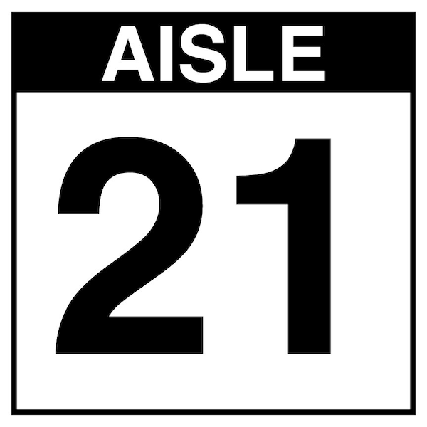 5S Supplies Warehouse Aisle 21 Sign - 12in x 12in - DOUBLE - BRKT - PVC AISLE21-12X12-DOUBLE-BRKT - main