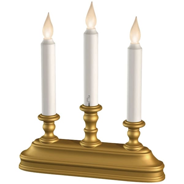 Xodus 9'' W. x 10.25'' H. x 2'' D Antique Brass LED Candelabra Battery Operated Candle FPC1330B - main