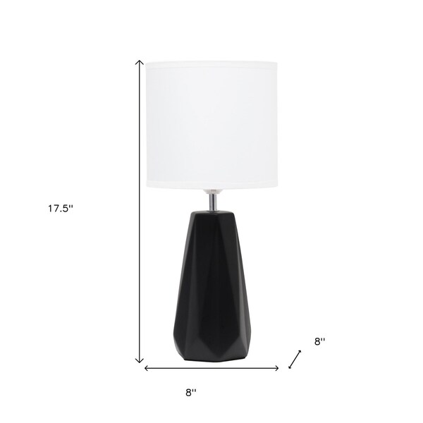 Homeroots 18" Black And Silver Ceramic Geometric Table Lamp With White Drum Shade 643453 - main