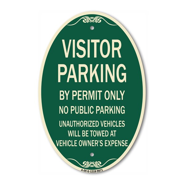 Signmission Visitor Parking By Permit Only No Public Park, 12 In X 18 In Architectural, Heavy Gauge Aluminum A-OV-G-1218-9871 - main