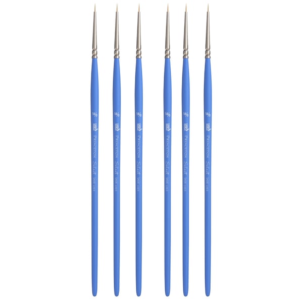 Princeton Select Artiste Short Liner Brush, Synthetic Bristles, Short Handle Mixed Media, Size 18/0, 6PK P3750SL180 - main