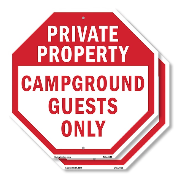 Signmission Private Property Campground Guests, 10 inch X 10 inch, Aluminum Metal Signs, 2PK OC-A-2PACK-10-31 - main