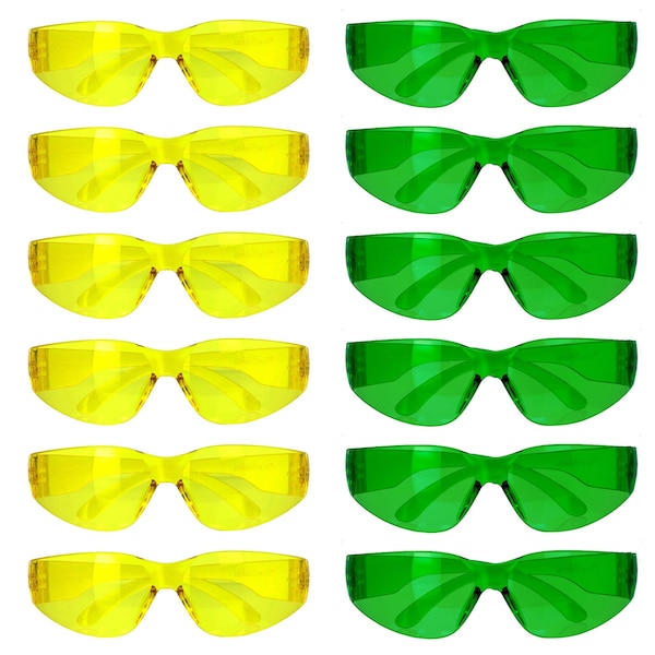 Bison Life Keystone, Safety Glasses, Anti-Scratch, Yellow & Green Lens, Frameless, 12 PK BL-KSSG1-CLCT-YGR-12 - main