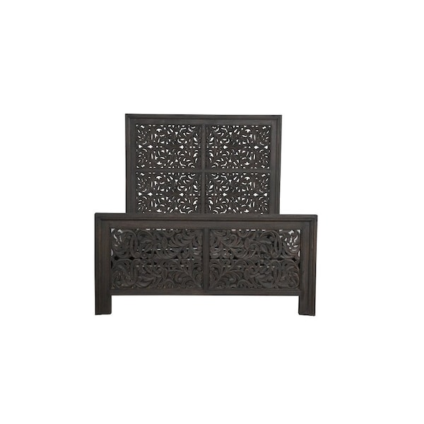Homeroots Three Piece Black Solid Wood Bedroom Set 569572 - main