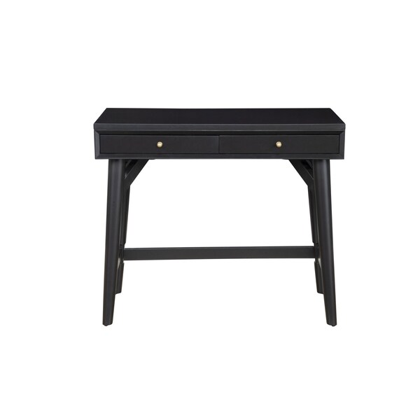 Homeroots 36" Black Solid Wood Writing Desk With Two Drawers 524096 - main