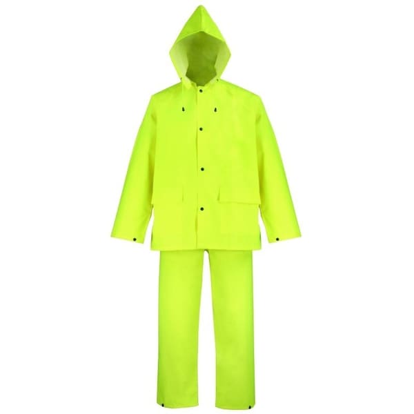 Diamondback Rain Suit, 3XL, 31-1/2 in Inseam, Polyester, Hi-Viz Yellow, Comfortable Oxford Polyester Collar OX025PU-XXXL - main
