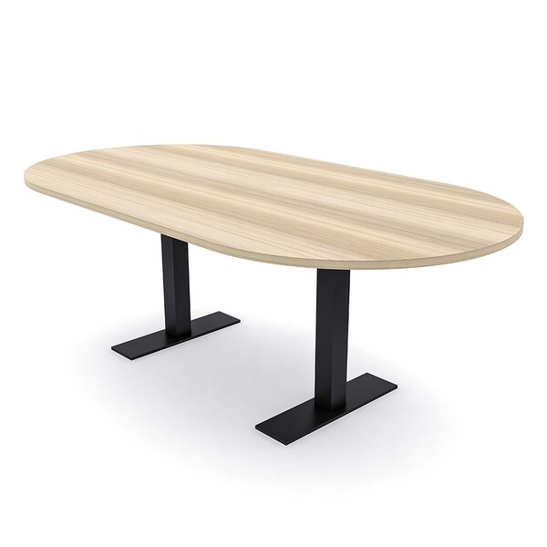Skutchi Designs 6ft Racetrack Conference Table With Power | Harmony Series | 6 Person Meeting Room Table HAR-RAC-48X72-T.BK-K525-NA - main